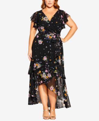 City Chic Trendy Plus Size Summer Rose Wrap V-neck Maxi Dress \u0026 Reviews -  Dresses - Plus Sizes - Macy's